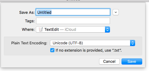 Yosemite New Text File Dialog